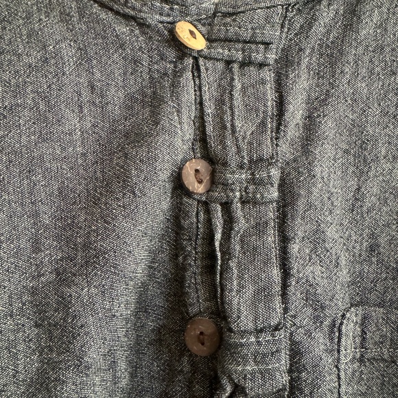 EzHippie Tunic Gray Cotton Pockets 1/4 Button Bohemian hippie Beach Coastal - Picture 4 of 13